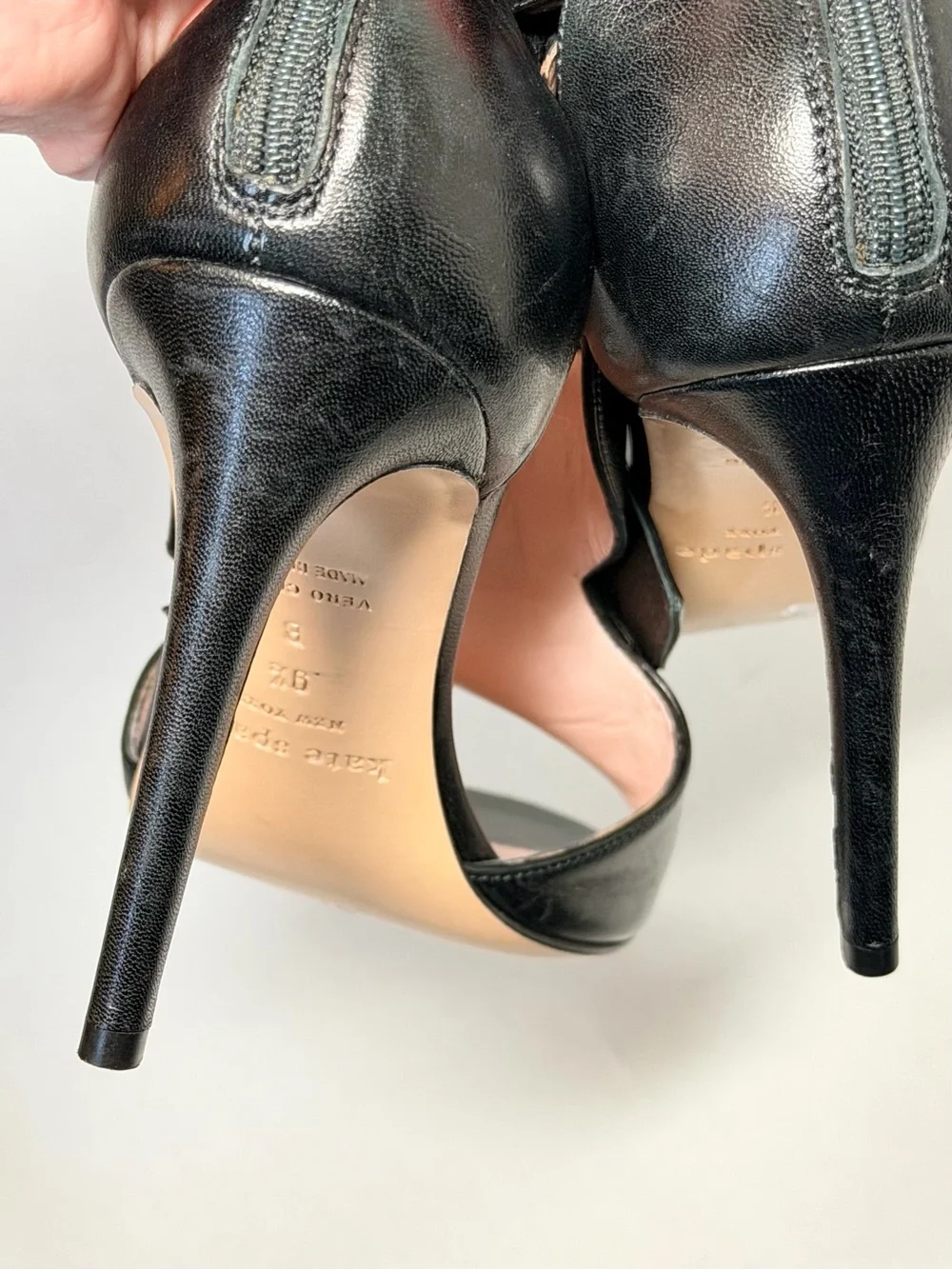 kate spade Black Leather Bow T-Strap High Heel Sandals
